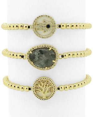 Eye Candy LA Cz 24k Gold Plated Acacia Bracelet Trip - Metallic