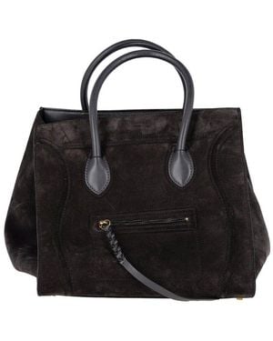 Celine Suede Luggage Phantom Medium Bag (Authentic Pre-Loved) - Black