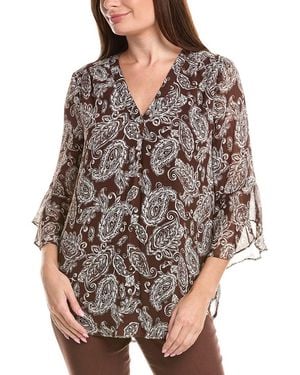 Jones New York Y Neck Blouse - Brown
