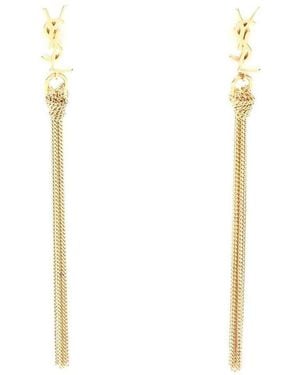 Saint Laurent Plated Cassandra Tassel Earrings (authentic Pre-loved) - White
