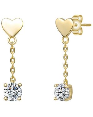 Rachel Glauber 14K Plated Cz Heart Earrings - Metallic