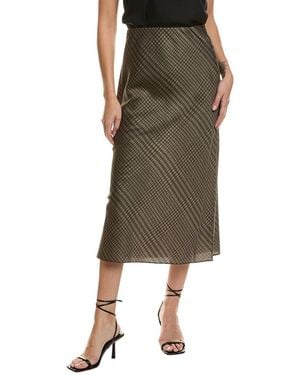 Vince Check Long Bias Skirt - Green