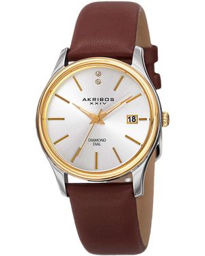 Akribos Xxiv Leather Diamond Watch - Multicolor