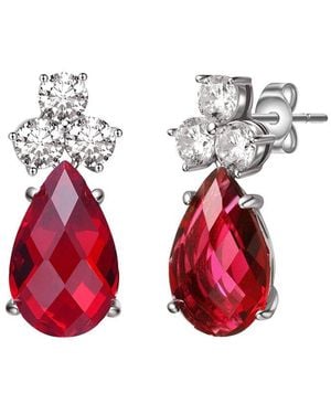 Genevive Jewelry Silver Cz Studs - Red