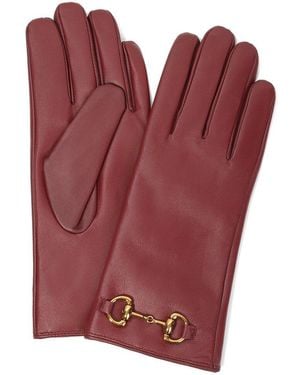 Tiffany & Fred Paris Cashmere-lined Leather Gloves - Red