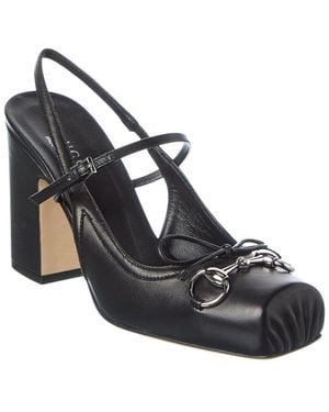 Gucci Horsebit Leather Slingback Pump - Black