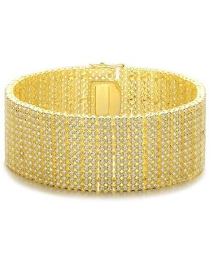 Genevive Jewelry 14k Over Silver Cz Cuff Bracelet - Yellow