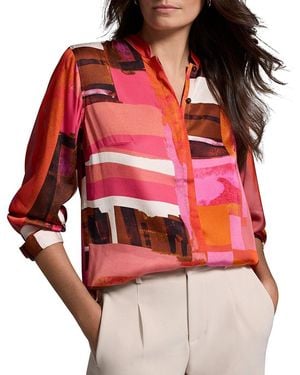 NIC+ZOE Artful Blocks Glossy Blouse - Red