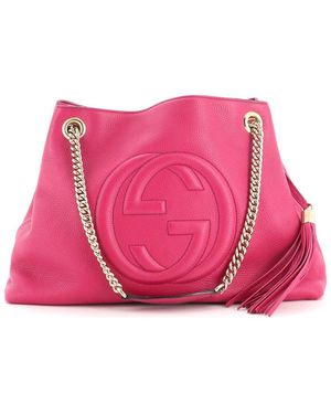 Gucci Leather Soho Chain Strap Shoulder Bag Medium (Authentic Pre-Loved) - Pink