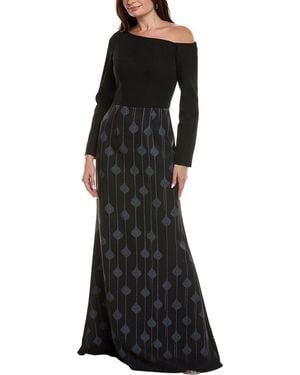 Rene Ruiz Border Crepe Gown - Black