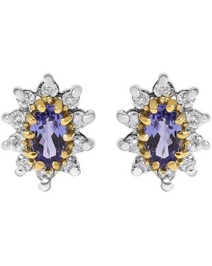 Haus of Brilliance Colourful Gemstones 14K 0.85 Ct. Tw. Diamond & Tanzanite Stud Earrings - Blue