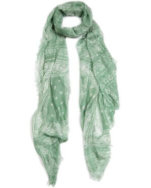 Blue Pacific Vintage Paisley Print Cashmere-blend Scarf - Green
