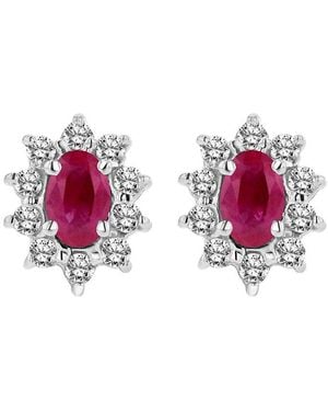 LEVARON 14K 0.70 Ct. Tw. Diamond & Ruby Earrings - Pink