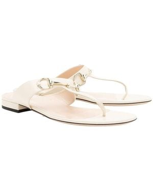 Gucci Leather Horsebit Thong Sandal (Authentic Pre-Loved) - White