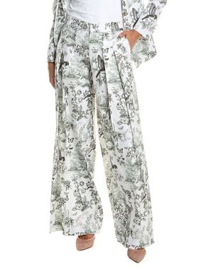 Alice + Olivia Blaire High Rise Linen-Blend Pant - White