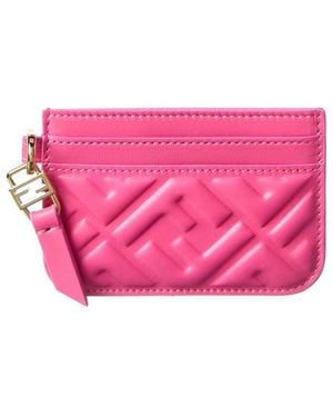 Fendi Baguette Leather Card Case - Pink