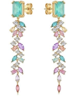 Liv Oliver 18K Plated 12.20 Ct. Tw. Quartz Earrings - White