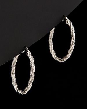 Italian Gold 14k Bold Braided Hoops - Black