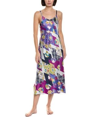 Natori Deco Satin Nightgown - Purple