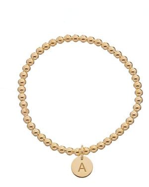 Italian Gold Over Silver 18k Initial Charm Bracelet - Metallic