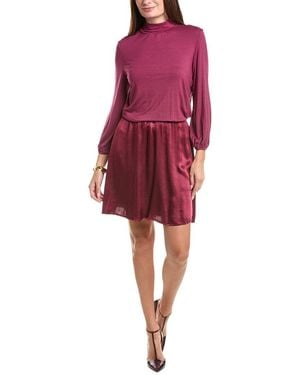 Michael Stars Myla Mock Neck 2-fer Mini Dress - Red