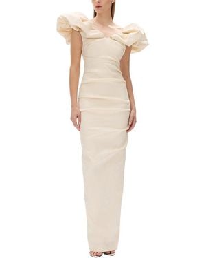 Rachel Gilbert Frey Fitted Gown - White