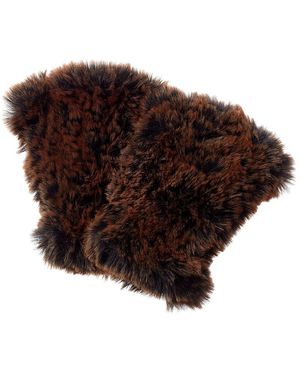 Surell Faux-fur Knit Fingerless Mittens - Brown