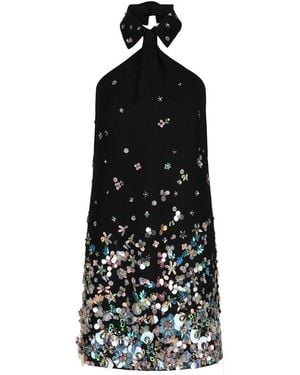 Valentino Sequin Halter Dress - Black
