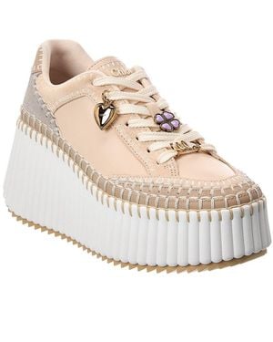 Chloé Nama Leather & Suede Platform Sneaker - Natural
