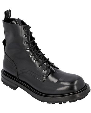 McQueen Worker Leather Boot - Black