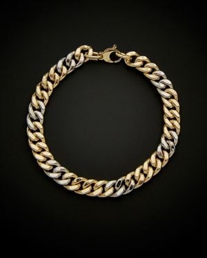 Italian Gold 14k Two-tone Semi-solid Curb Link Bracelet - Black