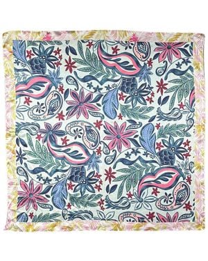 Nicole Miller Satin Paisley Square Scarf - Blue
