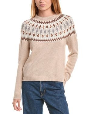 Sofiacashmere Fairisle Crewneck Wool & Cashmere-blend Sweater - Blue