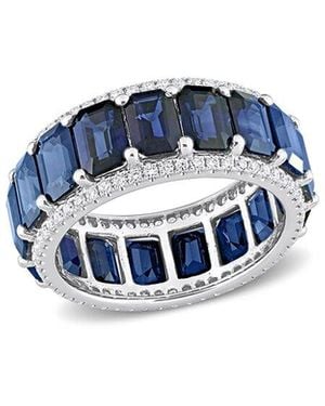 Rina Limor 14k 12.55 Ct. Tw. Diamond & Blue Sapphire Eternity Ring