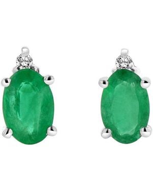 LEVARON 14K 0.62 Ct. Tw. Diamond & Emerald Studs - Green