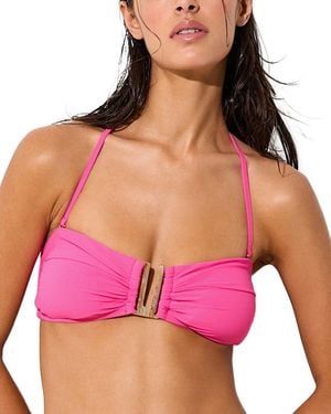 Reiss Carina Removable Strap Bandeau Bikini Top - Pink