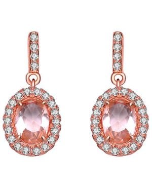 Genevive Jewelry 14k Rose Gold Vermeil Cz Earrings - Pink