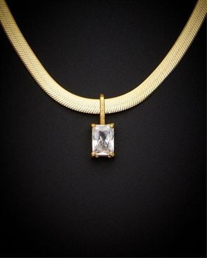Italian Gold Over Silver 18K 1.00 Ct. Tw. Birthstone Herringbone Necklace - Black