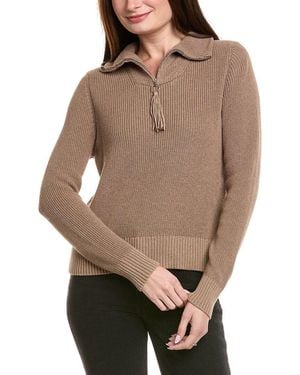 Hannah Rose Shaker Sailor Neck Cashmere-Blend Pullover - Brown