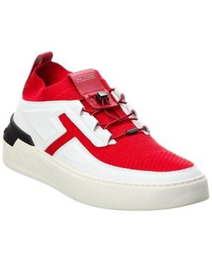 Tod's X No_Code Knit & Leather Trainer - Red
