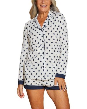 Cosabella Bella Printed Comfort Top & Boxer Set - White
