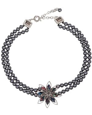 Eye Candy LA Glass Crysal Statement Necklace - Metallic