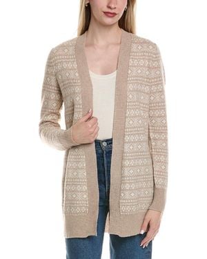 Sofiacashmere Fairisle Shawl Collar Wool & Cashmere-Blend Cardigan - Natural