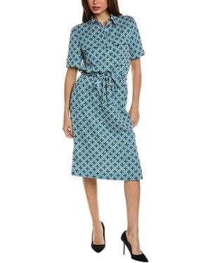 St. John Tile Print Shirtdress - Blue