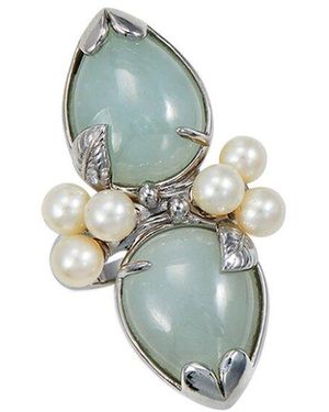 Savvy Cie Silver Jade 5-5.55mm Pearl Cluster Ring - Blue