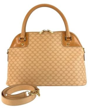 Celine Beige Pvc & Leather Macadam Handbag (authentic Pre-loved) - Natural