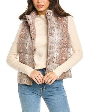 Unreal Fur Python Print Puffer Vest - Natural