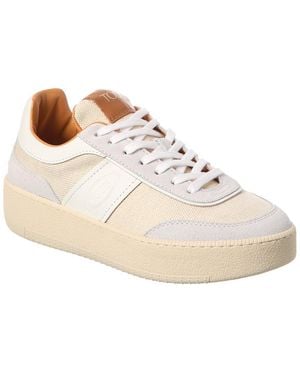 Tod's Cassette Canvas & Leather Platform Trainer - White