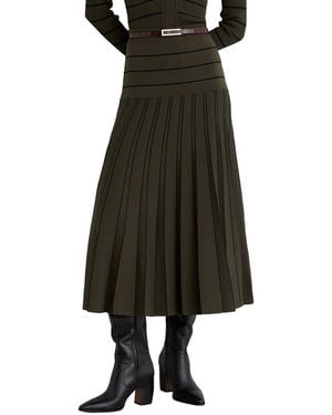 Reiss Alice Knitted Stripe Pleated Midi Skirt - Multicolour