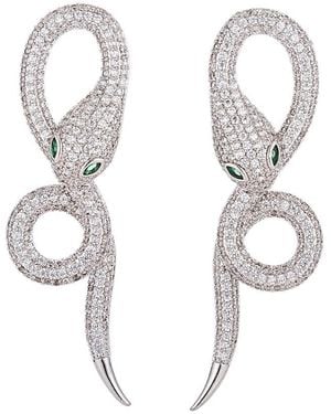 Eye Candy LA Silver Snake Cz Crystal Drop Earring - Metallic
